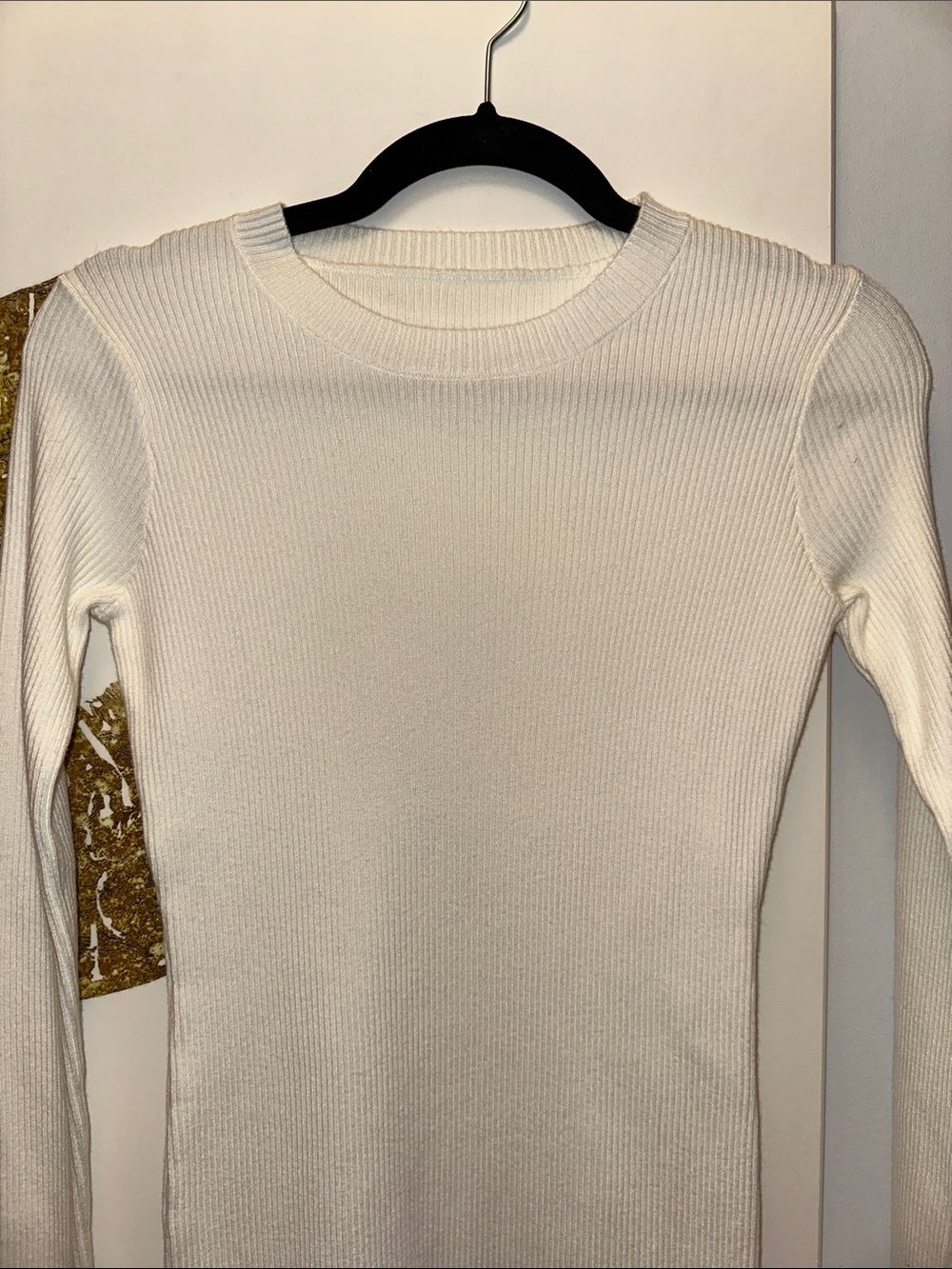 Commense White Ribbed Long Sleeve Bodycon Dress - Picture 8 of 8